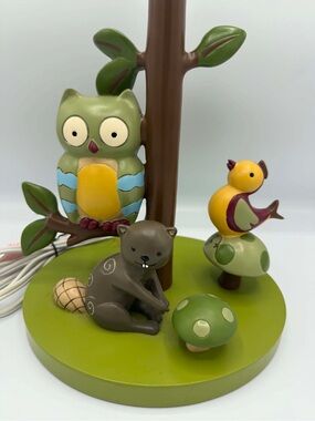 Lambs And Ivy Woodland Nursery Owl Bird Beaver Mushroom Lamp
